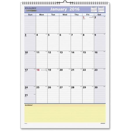 At-A-Glance At A Glance AAGPM5228 12 x 17 in. QuickNotes Wall Calendar - White AAGPM5228